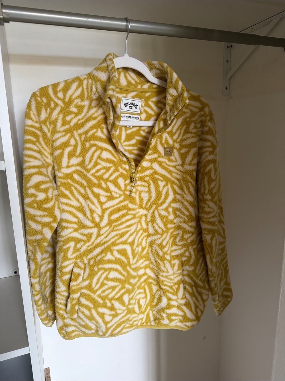 Billabong Yellow & White Patterned Half-Zip Fleece Pullover